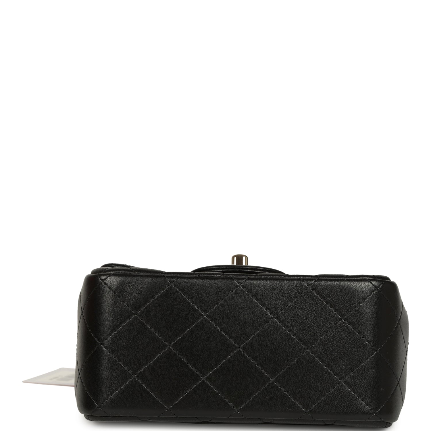 Mini Classic Square Flap Bag Black Lambskin Light Gold Hardware