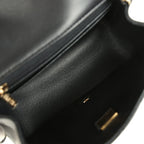 Mini Classic Square Flap Bag Black Lambskin Light Gold Hardware