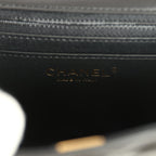 Mini Classic Square Flap Bag Black Lambskin Light Gold Hardware