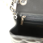 Mini Classic Square Flap Bag Black Lambskin Light Gold Hardware