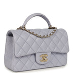 Mini Rectangular Flap Bag with Top Handle Light Purple Lambskin Light Gold Hardware