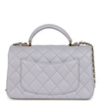 Mini Rectangular Flap Bag with Top Handle Light Purple Lambskin Light Gold Hardware