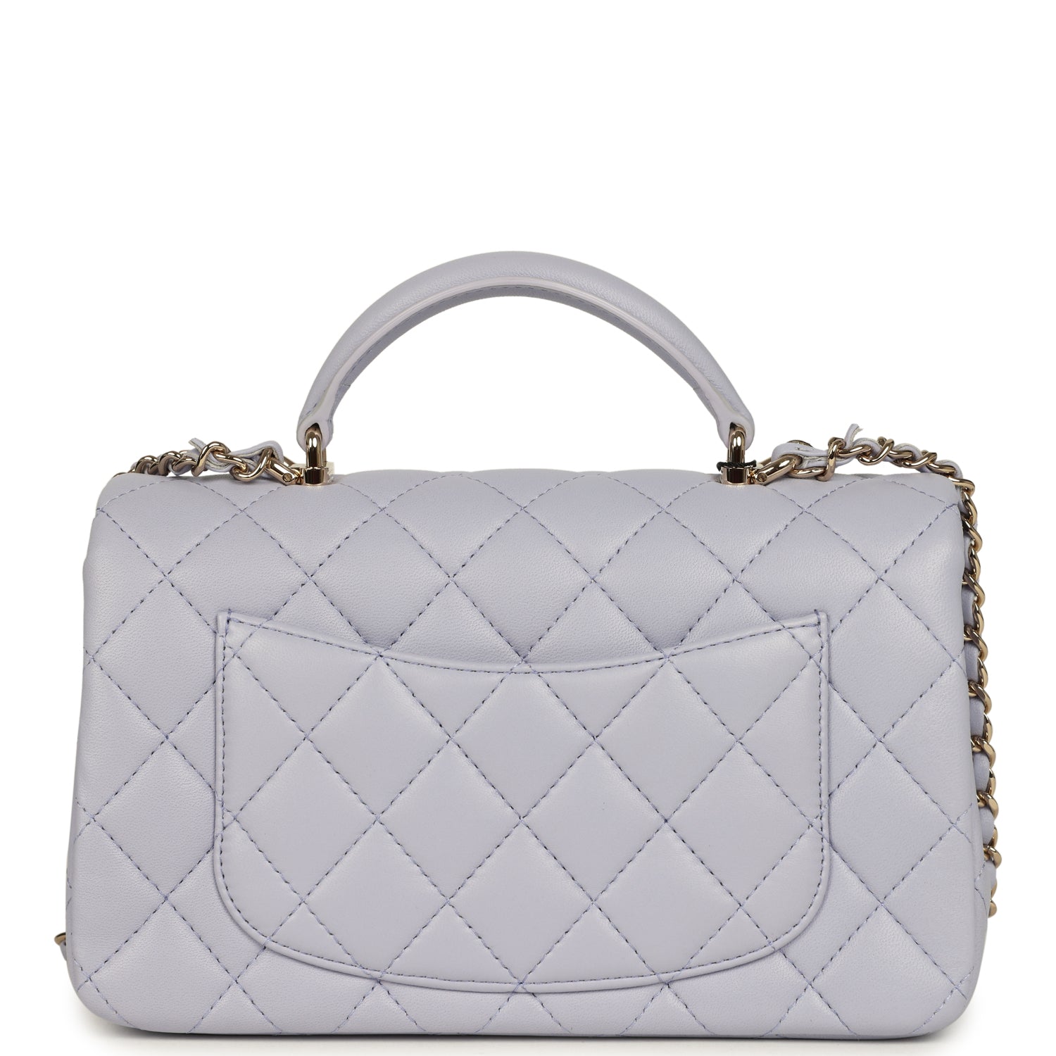 Mini Rectangular Flap Bag with Top Handle Light Purple Lambskin Light Gold Hardware