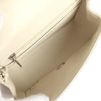 Mini Chevron Square Flap Bag Ivory Lambskin Silver Hardware