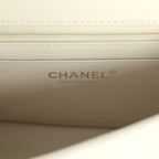 Mini Chevron Square Flap Bag Ivory Lambskin Silver Hardware
