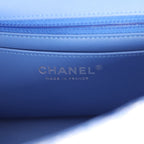 Mini Rectangular Flap Bag Blue and White Tweed Silver Hardware