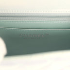 Mini Classic Square Flap Bag Blue Iridescent Calfskin Silver Hardware