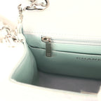 Mini Classic Square Flap Bag Blue Iridescent Calfskin Silver Hardware