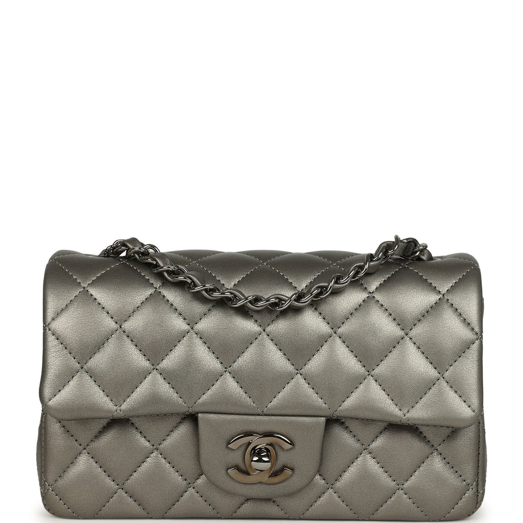 Mini Classic Rectangular Flap Bag Dark Silver Calfskin Ruthenium Hardware