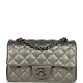Mini Classic Rectangular Flap Bag Dark Silver Calfskin Ruthenium Hardware