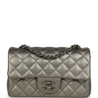 Mini Classic Rectangular Flap Bag Dark Silver Calfskin Ruthenium Hardware