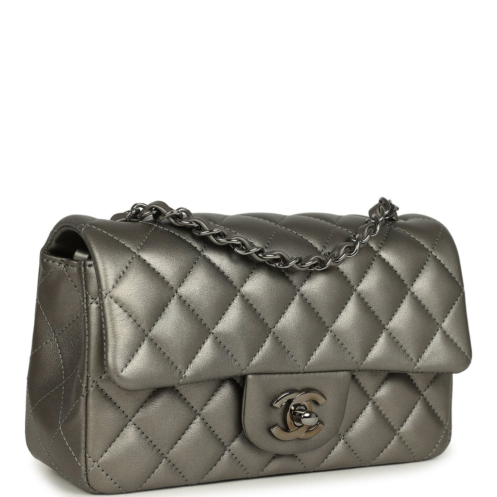 Mini Classic Rectangular Flap Bag Dark Silver Calfskin Ruthenium Hardware