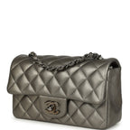 Mini Classic Rectangular Flap Bag Dark Silver Calfskin Ruthenium Hardware
