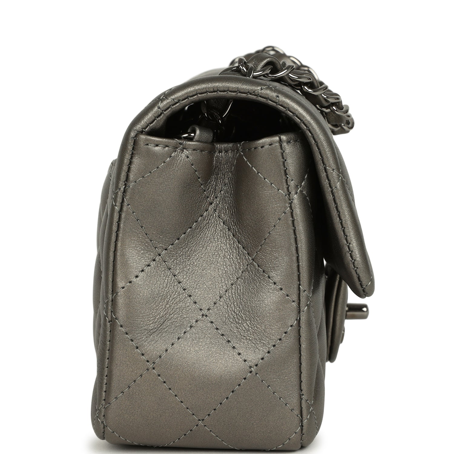 Mini Classic Rectangular Flap Bag Dark Silver Calfskin Ruthenium Hardware