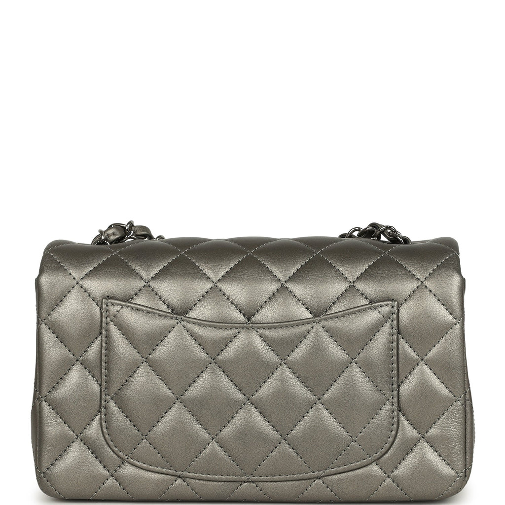 Mini Classic Rectangular Flap Bag Dark Silver Calfskin Ruthenium Hardware