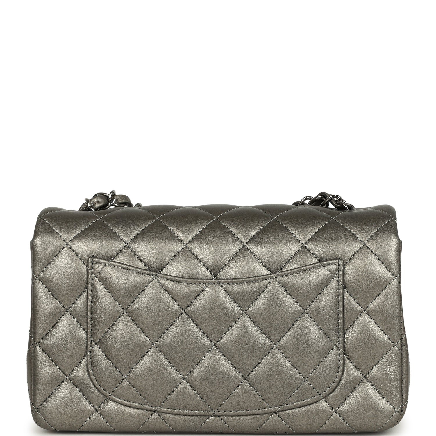 Mini Classic Rectangular Flap Bag Dark Silver Calfskin Ruthenium Hardware