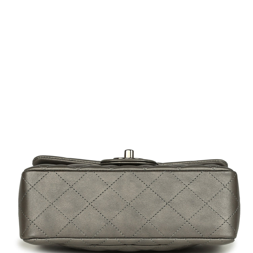 Mini Classic Rectangular Flap Bag Dark Silver Calfskin Ruthenium Hardware