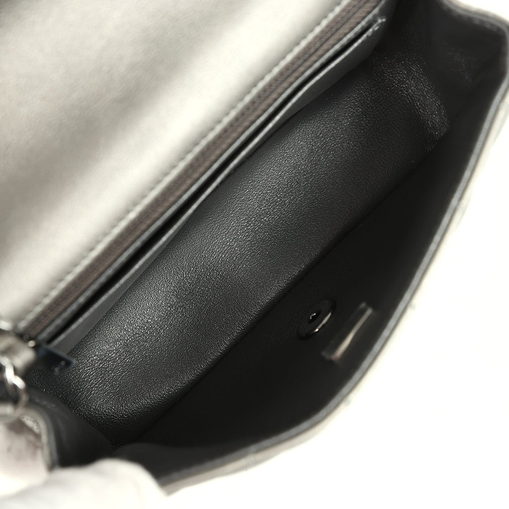 Mini Classic Rectangular Flap Bag Dark Silver Calfskin Ruthenium Hardware