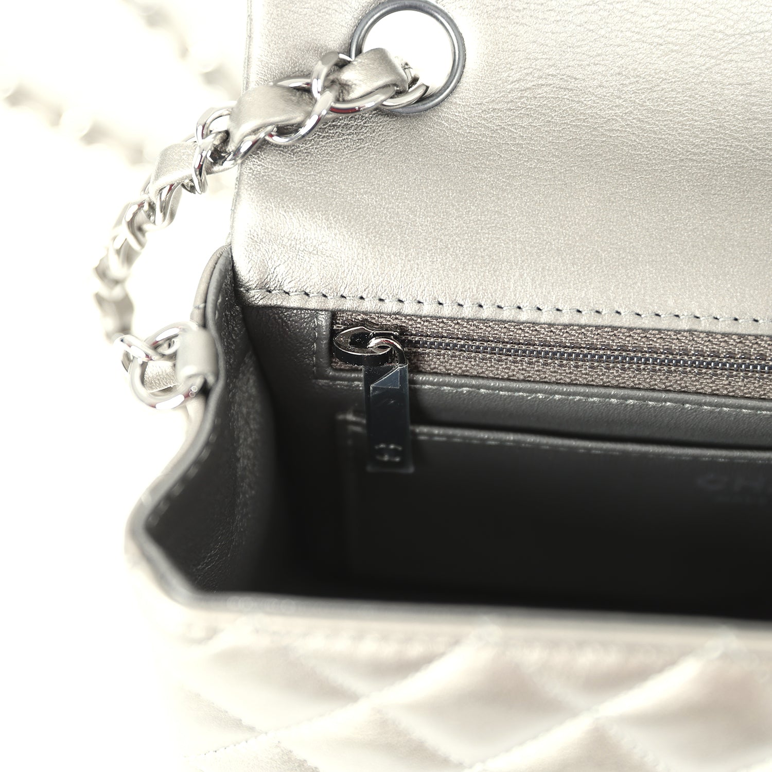 Mini Classic Rectangular Flap Bag Dark Silver Calfskin Ruthenium Hardware