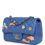 Mini Rectangular Hollywood Charms Flap Bag Blue Lambskin Light Gold Hardware
