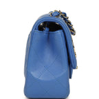 Mini Rectangular Hollywood Charms Flap Bag Blue Lambskin Light Gold Hardware