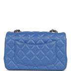 Mini Rectangular Hollywood Charms Flap Bag Blue Lambskin Light Gold Hardware