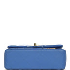 Mini Rectangular Hollywood Charms Flap Bag Blue Lambskin Light Gold Hardware