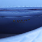 Mini Rectangular Hollywood Charms Flap Bag Blue Lambskin Light Gold Hardware
