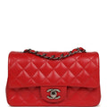 Mini Classic Rectangular Flap Bag Red Caviar Aged Ruthenium Hardware