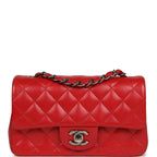 Mini Classic Rectangular Flap Bag Red Caviar Aged Ruthenium Hardware