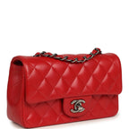 Mini Classic Rectangular Flap Bag Red Caviar Aged Ruthenium Hardware