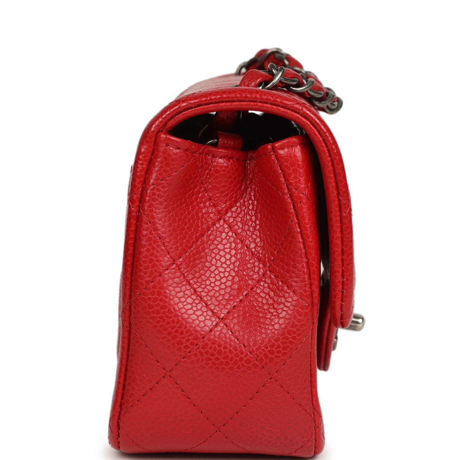 Mini Classic Rectangular Flap Bag Red Caviar Aged Ruthenium Hardware