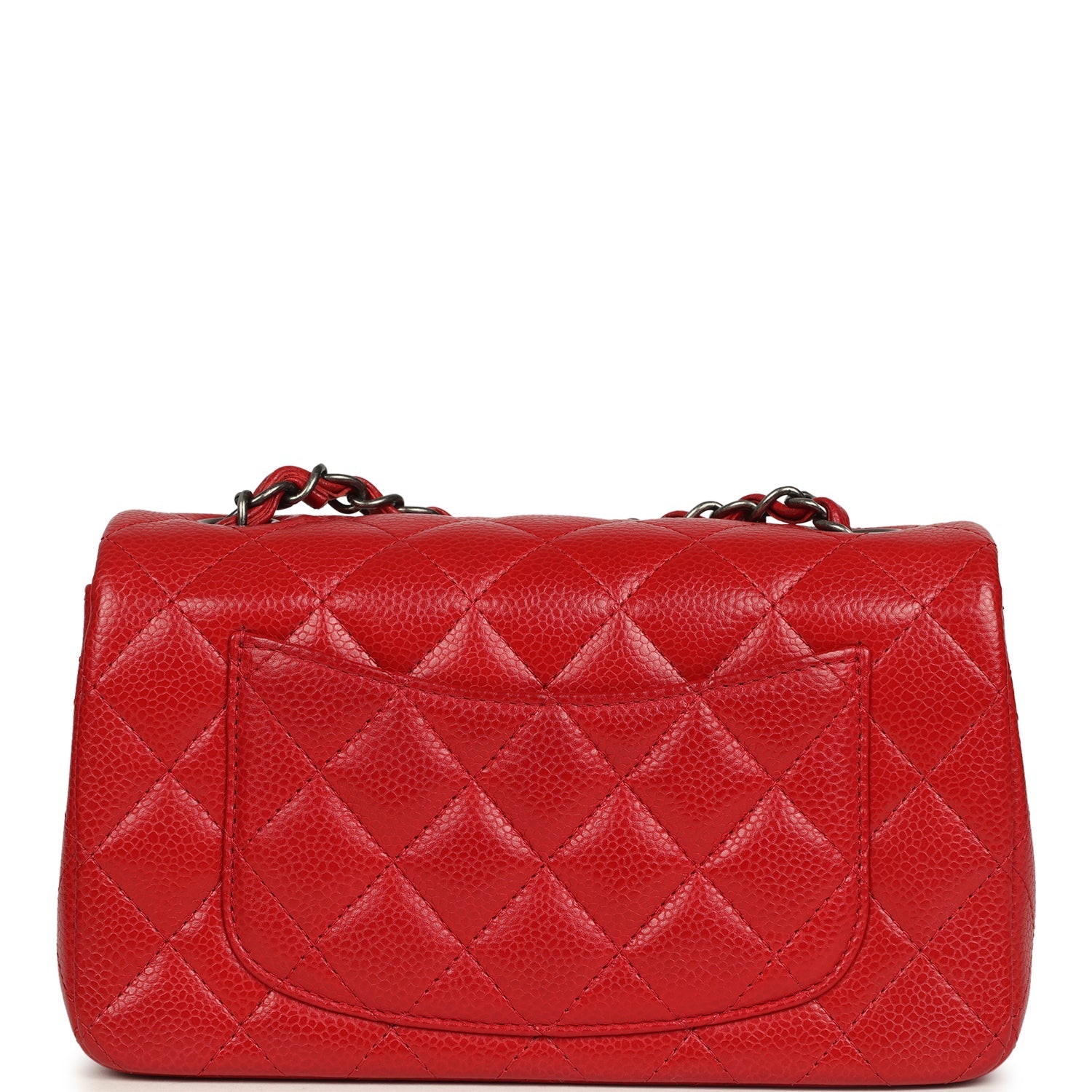 Mini Classic Rectangular Flap Bag Red Caviar Aged Ruthenium Hardware