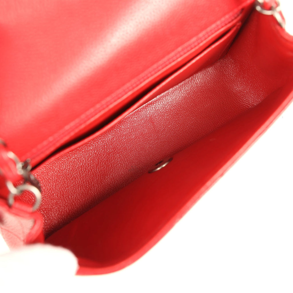 Mini Classic Rectangular Flap Bag Red Caviar Aged Ruthenium Hardware