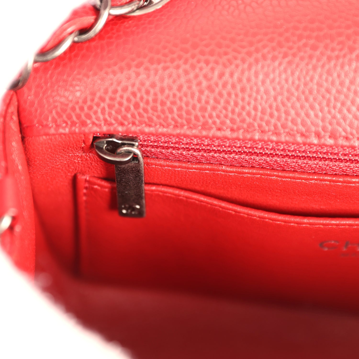 Mini Classic Rectangular Flap Bag Red Caviar Aged Ruthenium Hardware