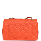 Mini Rectangular Flap Bag Orange Lambskin Light Gold Hardware