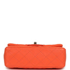 Mini Rectangular Flap Bag Orange Lambskin Light Gold Hardware