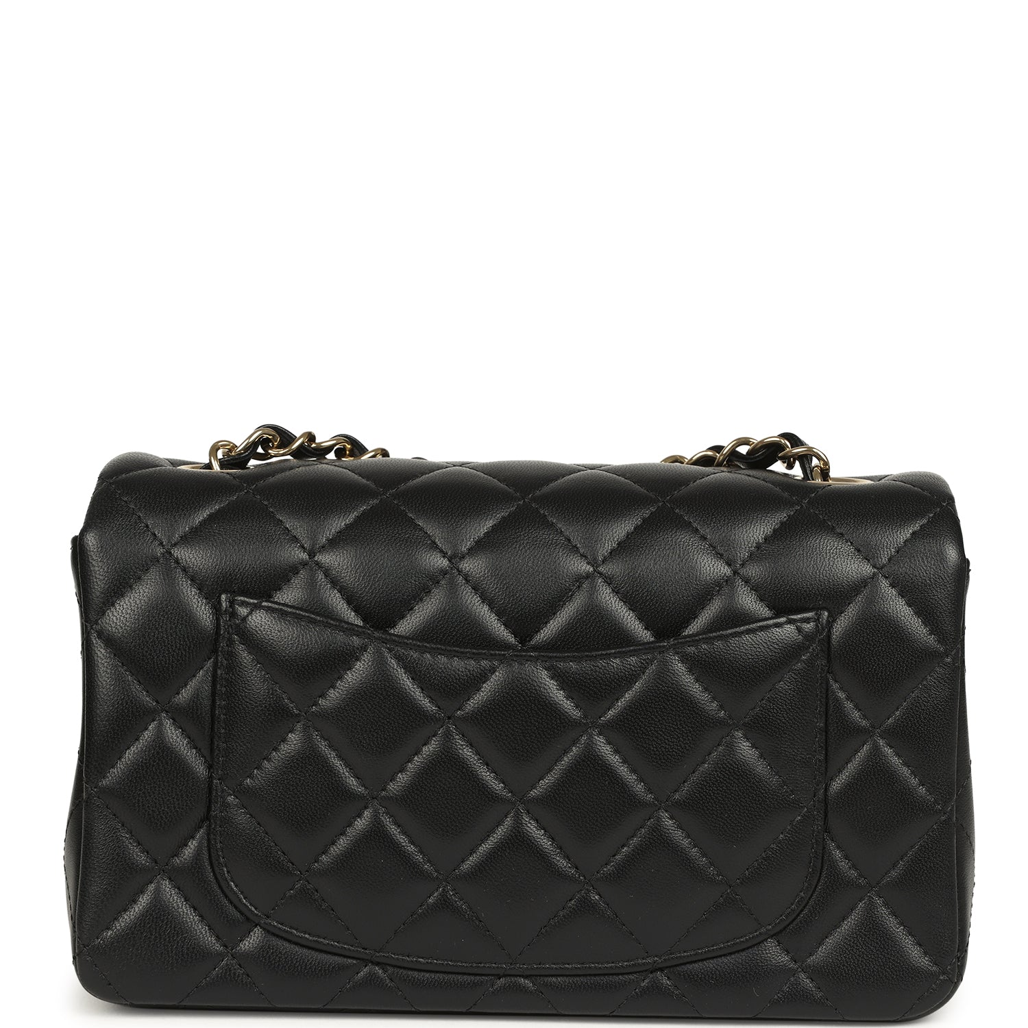 Mini Classic Rectangular Flap Bag Black Lambskin Light Gold Hardware