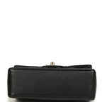 Mini Classic Rectangular Flap Bag Black Lambskin Light Gold Hardware
