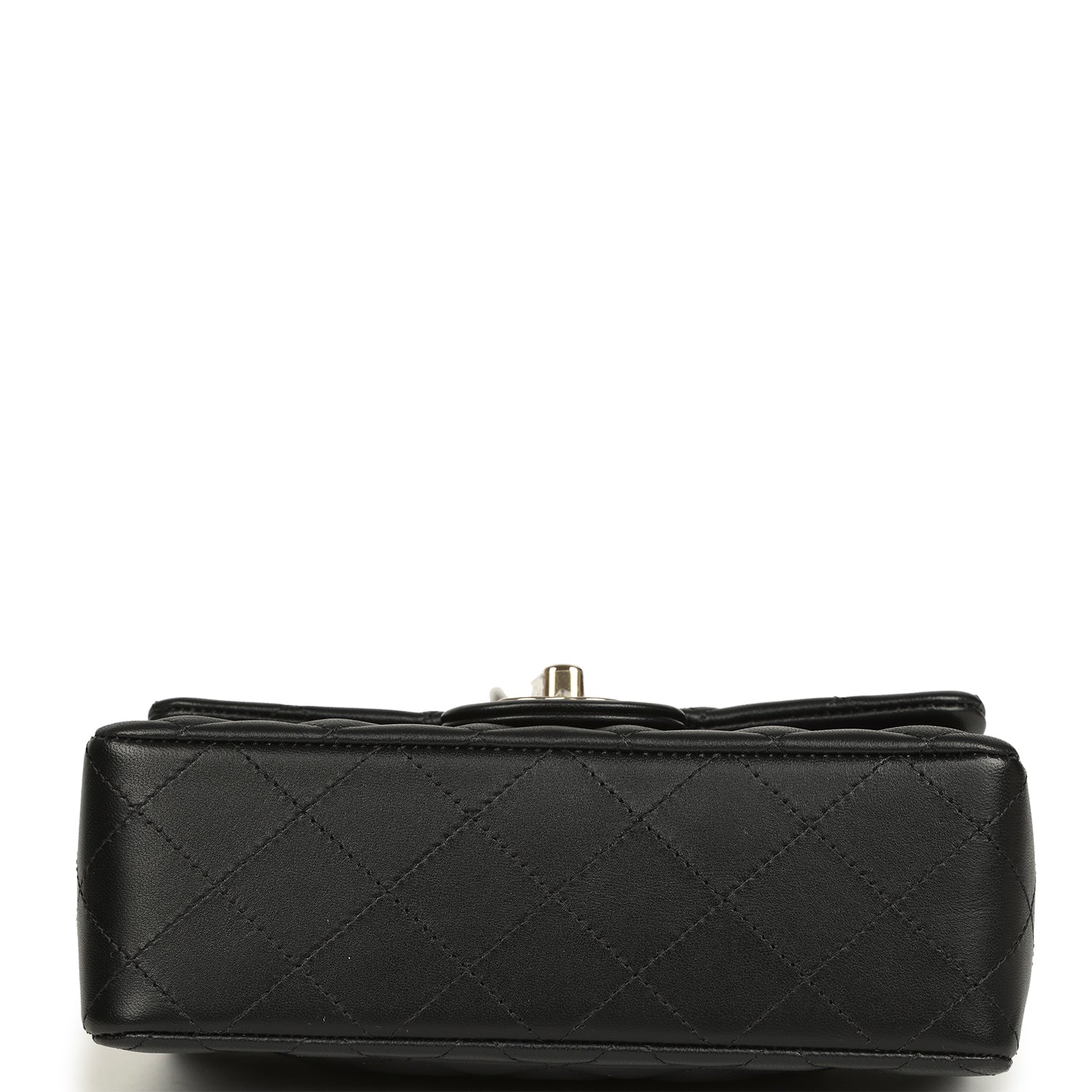 Mini Classic Rectangular Flap Bag Black Lambskin Light Gold Hardware