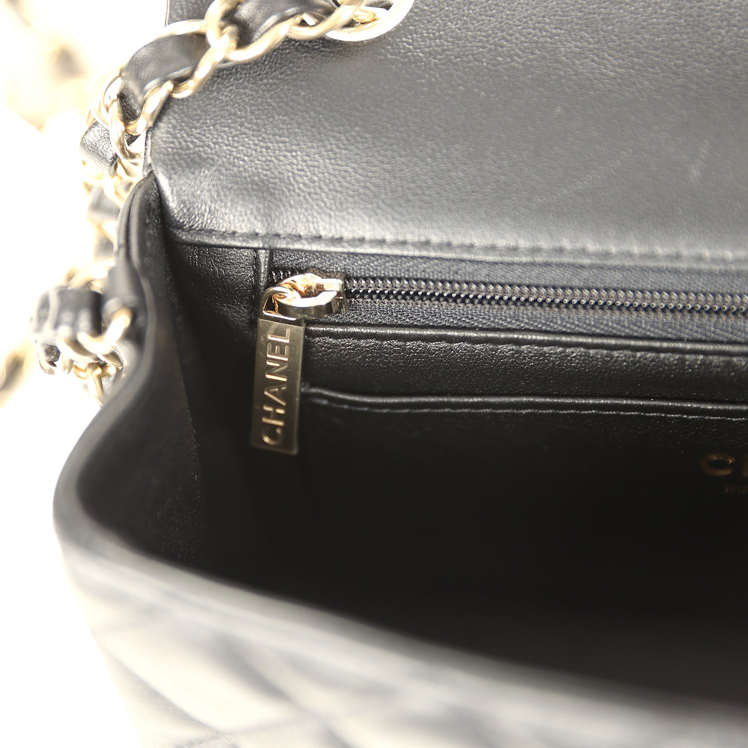 Mini Classic Rectangular Flap Bag Black Lambskin Light Gold Hardware