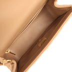 Mini Pearl Crush Square Flap Bag Beige Lambskin Brushed Gold Hardware