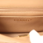 Mini Pearl Crush Square Flap Bag Beige Lambskin Brushed Gold Hardware