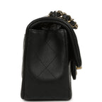 Mini Classic Rectangular Flap Bag Black Lambskin Light Gold Hardware