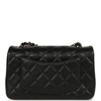 Mini Classic Rectangular Flap Bag Black Lambskin Light Gold Hardware