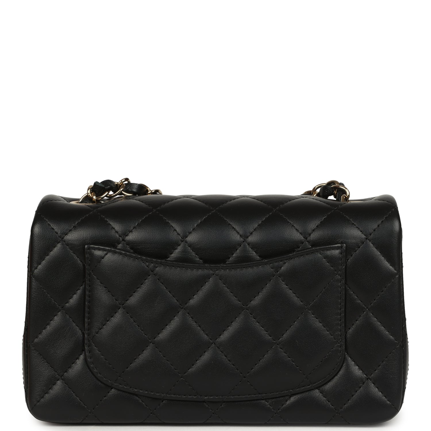 Mini Classic Rectangular Flap Bag Black Lambskin Light Gold Hardware