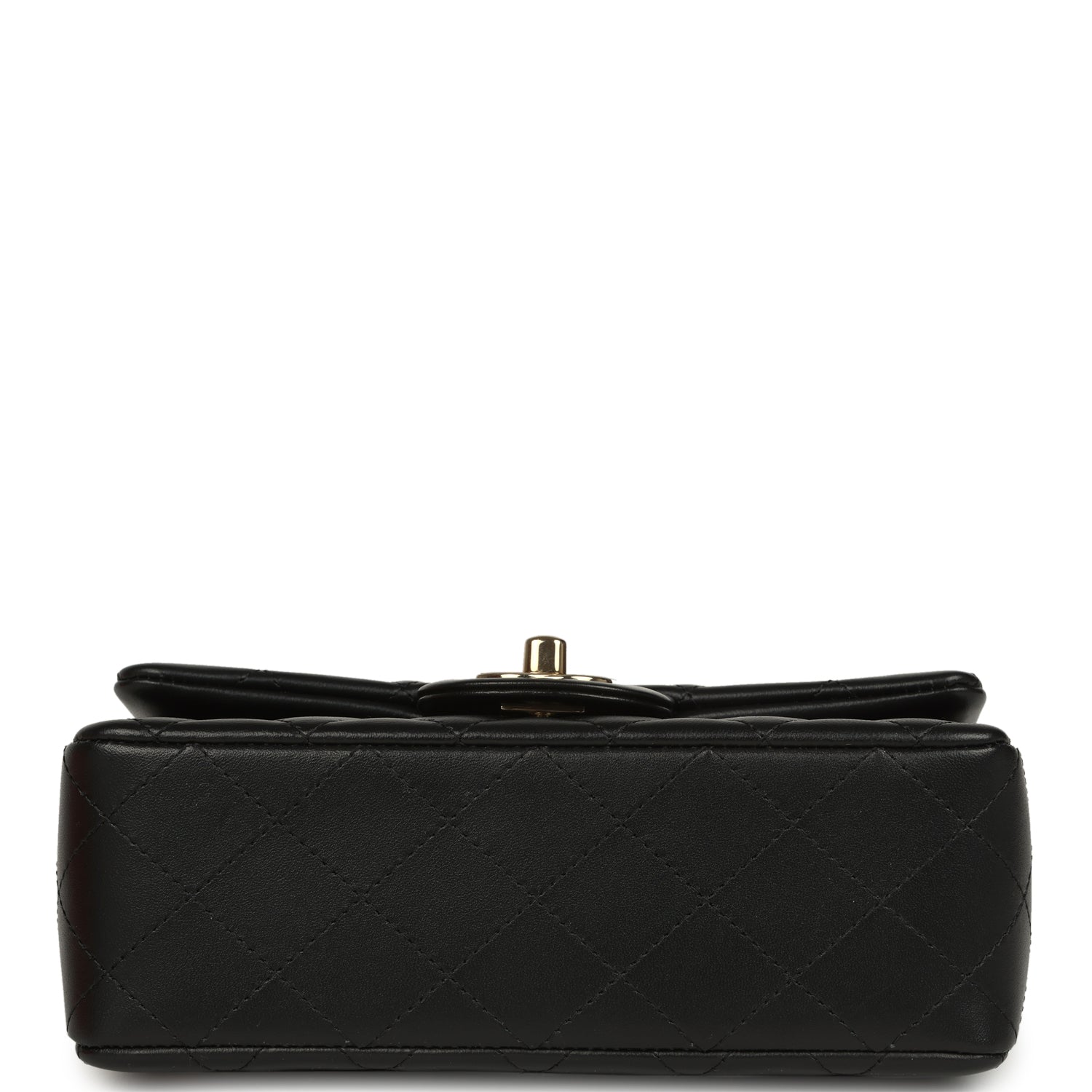 Mini Classic Rectangular Flap Bag Black Lambskin Light Gold Hardware