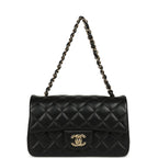 Mini Classic Rectangular Flap Bag Black Lambskin Light Gold Hardware
