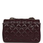 Mini Classic Rectangular Flap Bag Burgundy Shiny Lambskin Light Gold Hardware