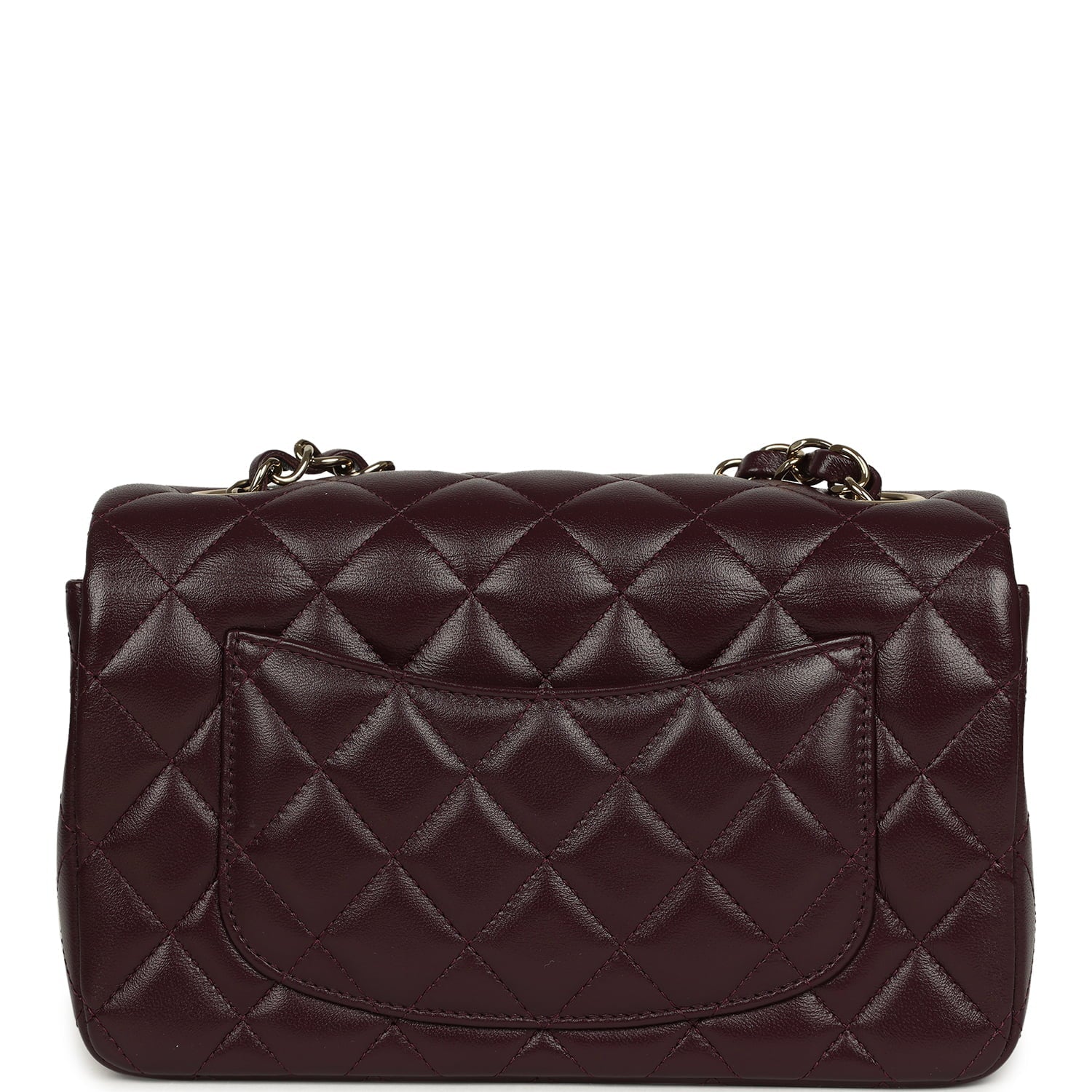 Mini Classic Rectangular Flap Bag Burgundy Shiny Lambskin Light Gold Hardware